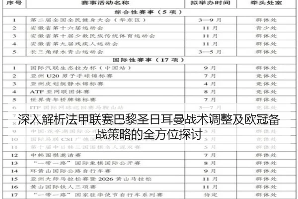 深入解析法甲联赛巴黎圣日耳曼战术调整及欧冠备战策略的全方位探讨